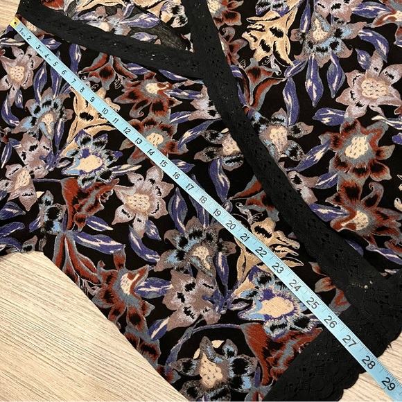 Free People Medium Open Front Cardigan Kimono Floral Blue - Picture 16 of 16